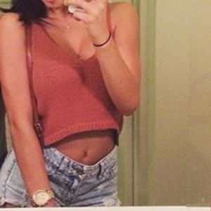 A pink, crop tank top